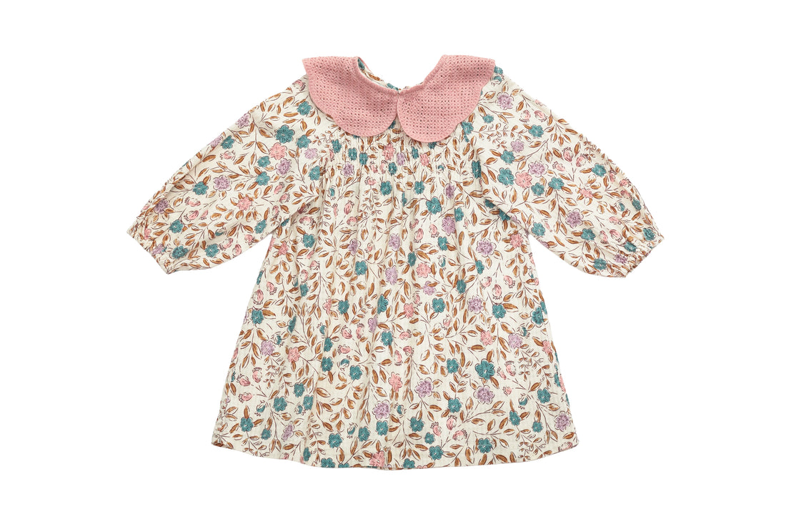 Zara Garden Dress with Pink Collar