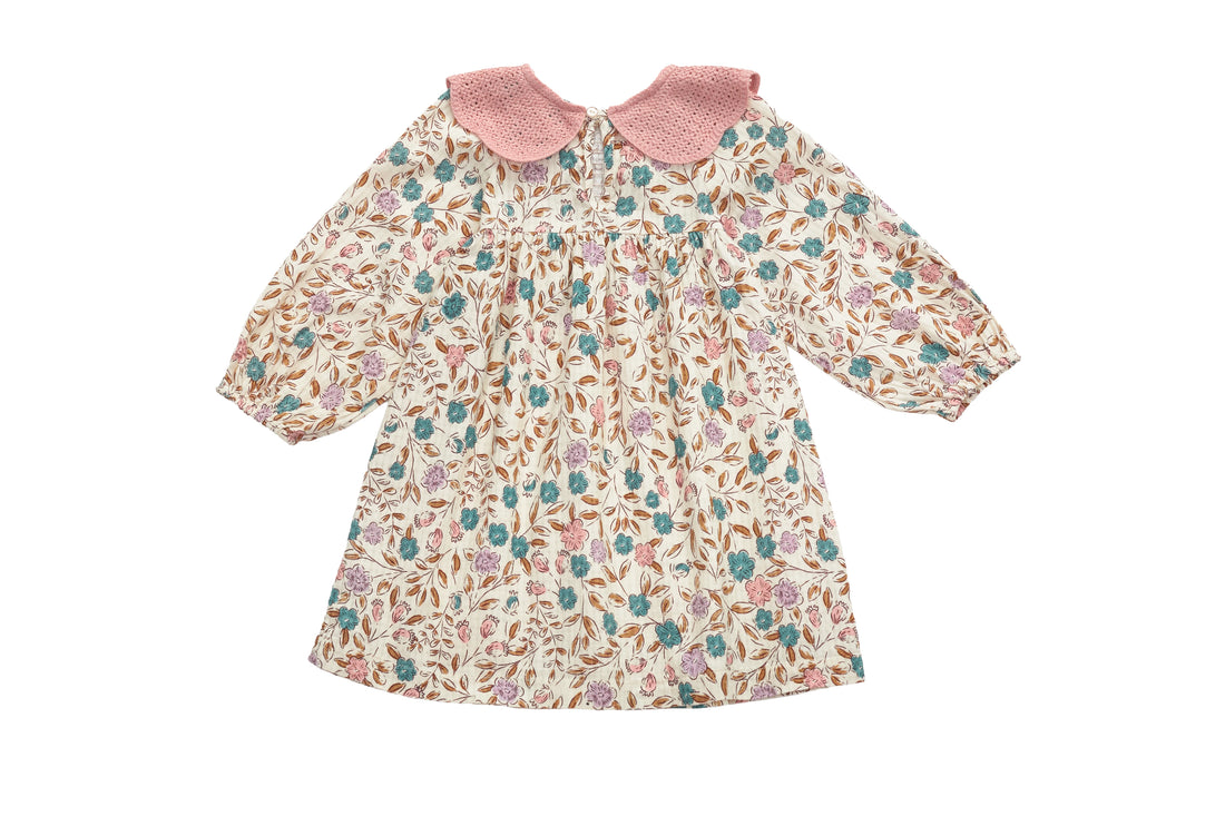 Zara Garden Dress with Pink Collar